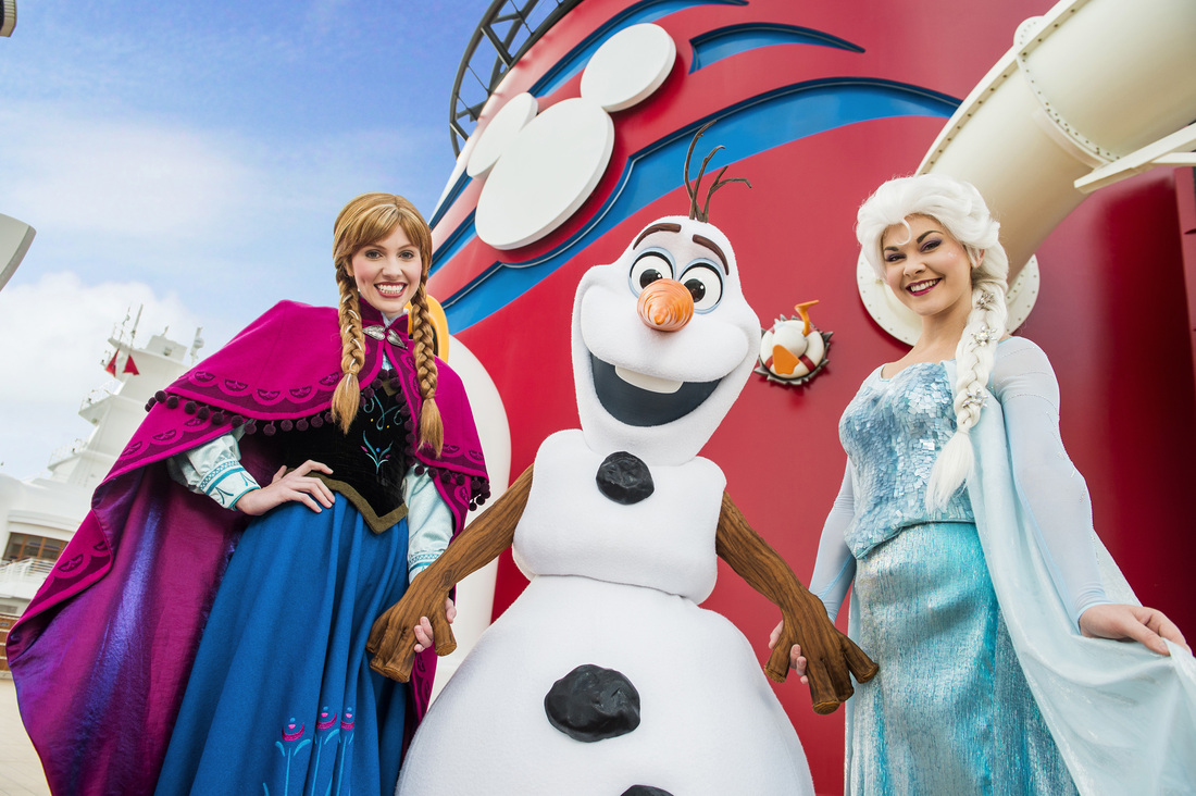 Anna, Elsa and Olaf on board Disney Cruise Lines